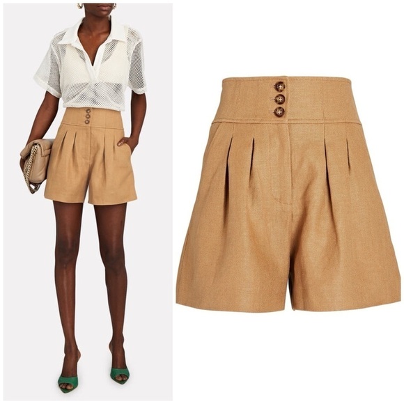 Veronica Beard Pants - VERONICA BEARD Alicia High-Waisted Linen Shorts